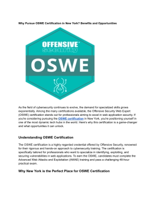 Why Pursue OSWE Certification in New York