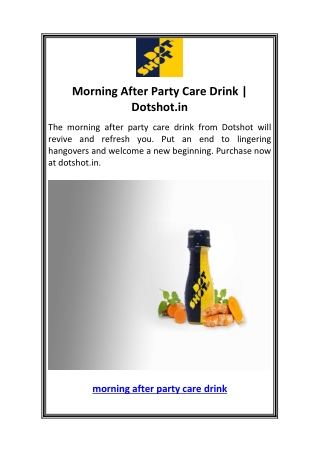 Morning After Party Care Drink  Dotshot.in