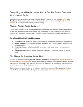 Everything You Need to Know About Flexible Partial Dentures for a Natural Smile