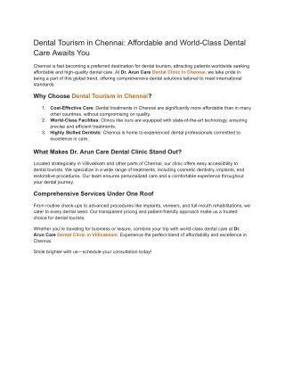 Dental Tourism in Chennai_ Affordable and World-Class Dental Care Awaits You