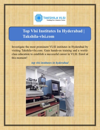 Top Vlsi Institutes In Hyderabad | Takshila-vlsi.com