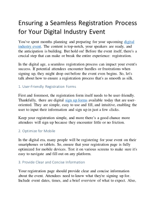 Ensuring a Seamless Registration Process for Your Digital Industry Event