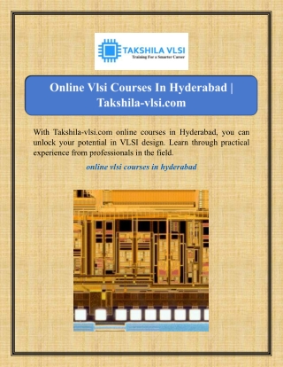 Online Vlsi Courses In Hyderabad | Takshila-vlsi.com