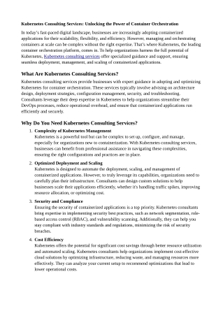 Kubernetes Consulting Services Unlocking the Power of Container Orchestration