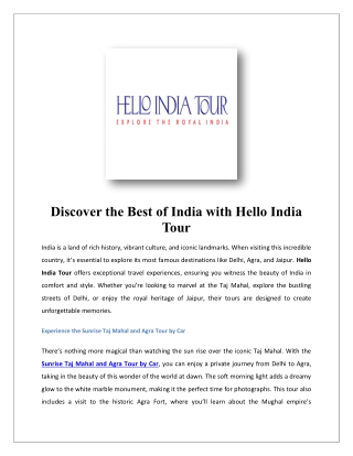 Visit Taj Mahal | Hello India Tour