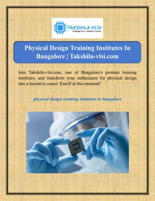 Physical Design Training Institutes In Bangalore | Takshila-vlsi.com