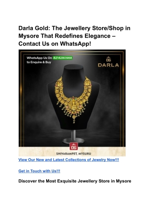 Darla Gold_ The Jewellery Store in Mysore That Redefines Elegance – Contact Us on WhatsApp