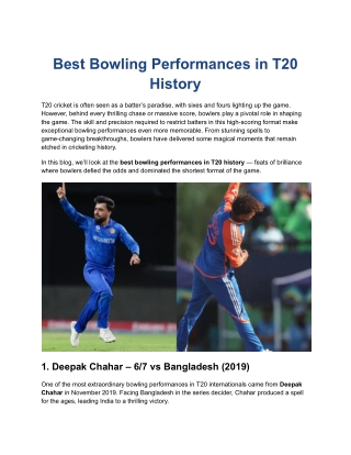 Best Bowling Performances in T20 History