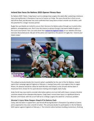 Ireland Star Faces Six Nations 2025 Opener Fitness Race