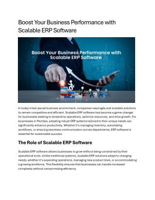 Boost Your Business Performance with Scalable ERP Software