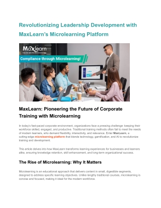 Revolutionizing Leadership Development with MaxLearn’s Microlearning Platform