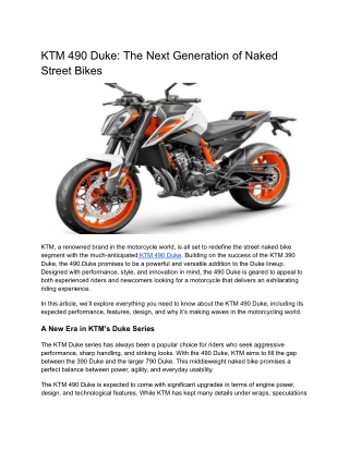 KTM 490 Duke_ The Next Generation of Naked Street Bikes