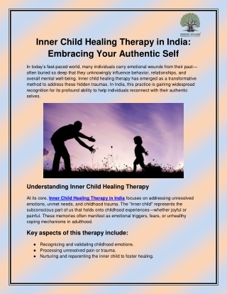 Inner Child Healing Therapy in India