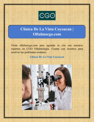 Clinica De La Vista Coyoacan | Oftalmocgo.com