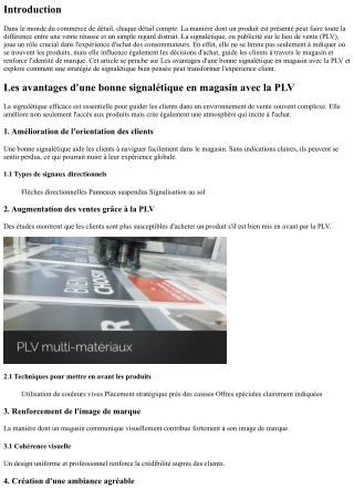 Les avantages d'une bonne signalétique en magasin avec la PLV