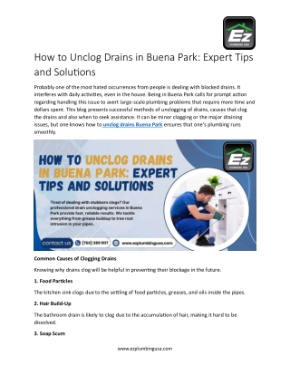 Quick and Efficient Drain Unclogging in Buena Park