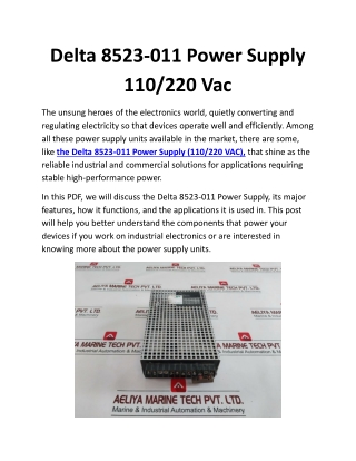 Delta 8523-011 Power Supply 110 220 Vac