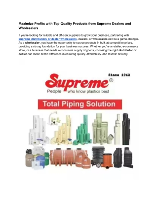 Maximize Profits with Top-Quality Products from Supreme Dealers and Wholesalers