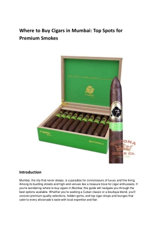 Where to Buy Cigars in Mumbai_ Top Spots for Premium Smokes