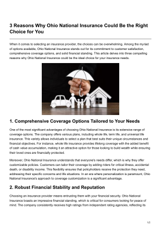 3 Reasons Why Ohio National Insurance Could Be the Right Choice for You