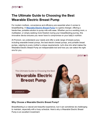 The Ultimate Guide to Choosing the Best Wearable Electric Breast Pump