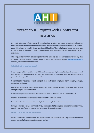 Protect Your Projects with Contractor Insurance