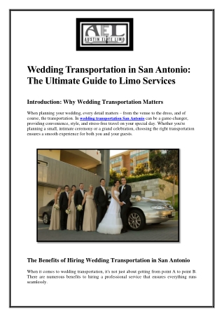 Wedding Transportation in San Antonio The Ultimate Guide to Limo Services