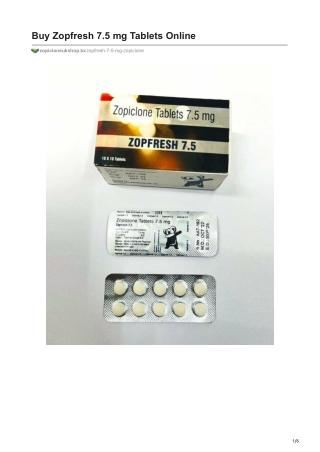 Zopiclone Zopfresh 7.5 mg - Buy Zopiclone Online UK