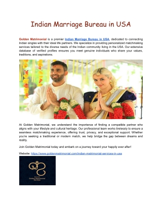 Indian Marriage Bureau in USA