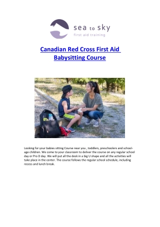 Canadian Red Cross First Aid Babysitting Course