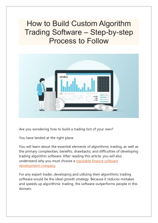 How to Build Custom Algorithm Trading Software – Step-by-step Process to Follow