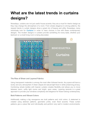 What are the latest trends in curtains designs