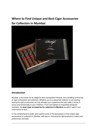 Where to Find Unique and Best Cigar Accessories for Collectors in Mumbai