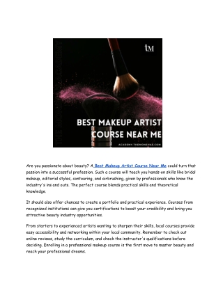 Best Makeup Artist Course Near Me