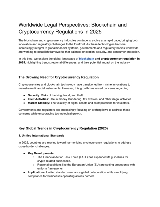 Worldwide Legal Perspectives_ Blockchain and Cryptocurrency Regulations in 2025