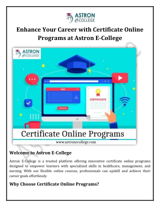 Enhance Your Career with Certificate Online Programs