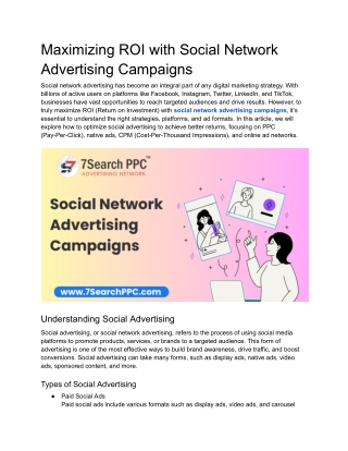 Maximizing ROI with Social Network Advertising Campaigns