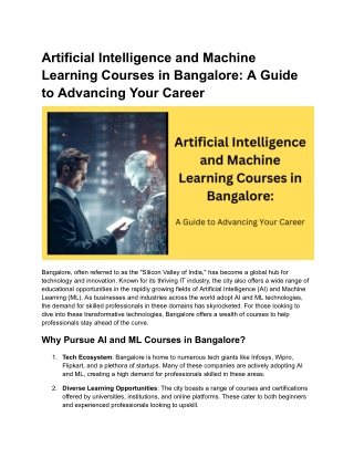 Artificial Intelligence and Machine Learning Courses in Bangalore_ A Guide to Advancing Your Career