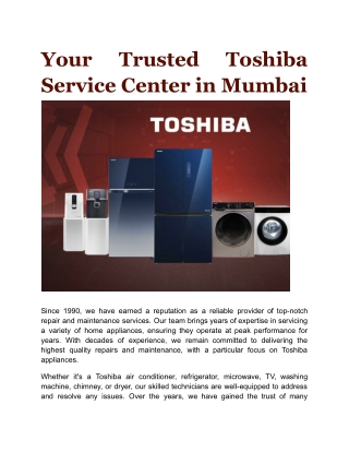 Your Trusted Toshiba Service Center in Mumbai