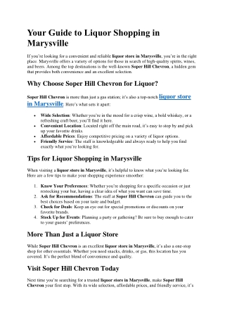 Your Guide to Liquor Shopping in Marysville