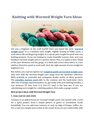 Knitting with Worsted Weight Yarn Ideas