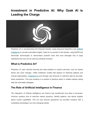 Investment in Predictive AI_ Why Ozak AI is Leading the Charge