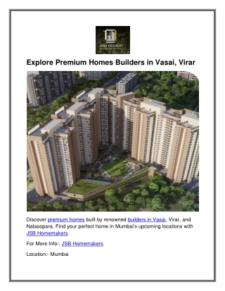 Explore Premium Homes Builders in Vasai