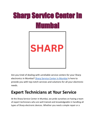Sharp service center in Mumbai