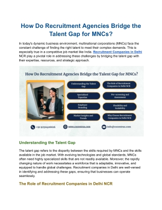 How Do Recruitment Agencies Bridge the Talent Gap for MNCs