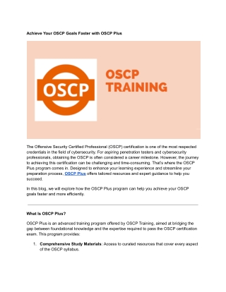 Achieve Your OSCP Goals Faster with OSCP Plus