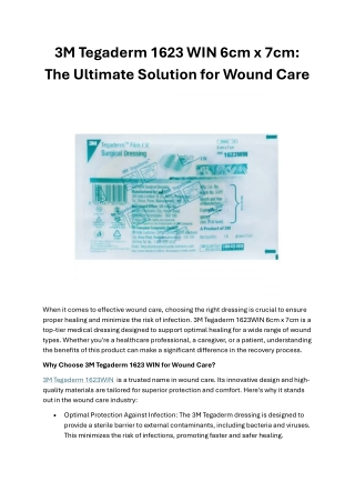 3M Tegaderm 1623 WIN 6cm x 7cm: The Ultimate Solution for Wound Care