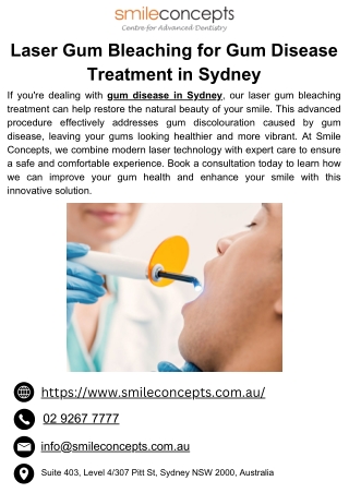 Laser Gum Bleaching for Gum Disease Treatment in Sydney