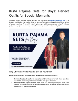 Kurta Pajama Sets for Boys_ Perfect Outfits for Special Moments