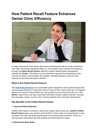 How Patient Recall Feature Enhances Dental Clinic Efficiency